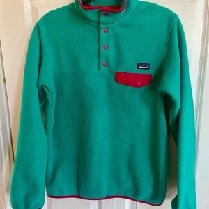 Patagonia Synchilla Teal Fleece with Hot Pink Trim
